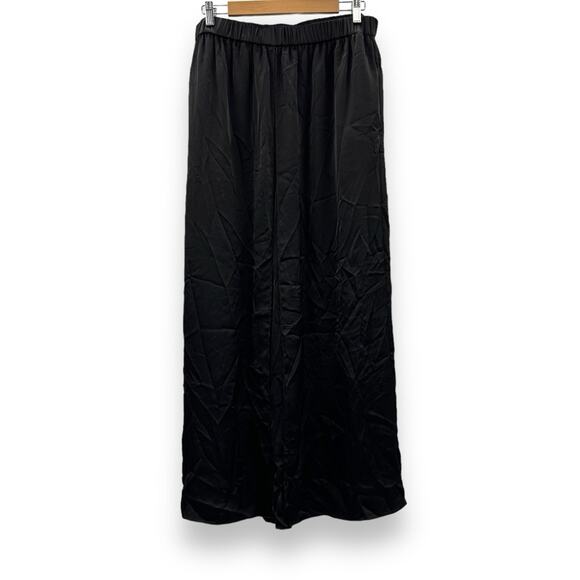 RTR Rosetta Getty Collective Black Satin Crossover Wide Leg Pull-On Pants Sz 16 - Picture 1 of 16